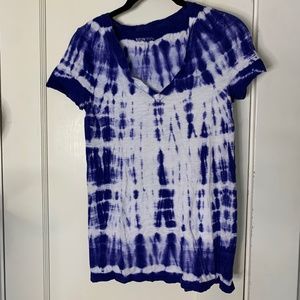 Merona Size S Dark Blue and White tie dye V-Neck Shirt